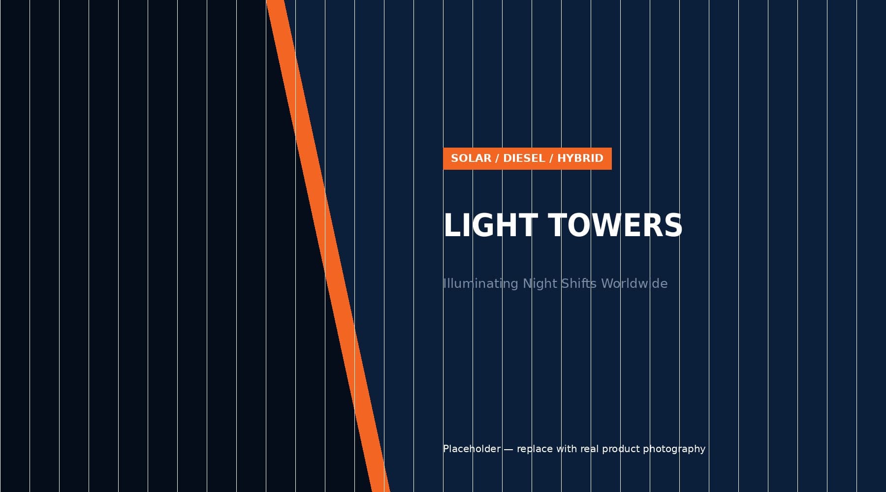 Mobile light towers illuminating a night construction site