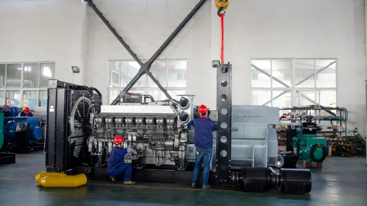 Diesel generator assembly at a manufacturing facility