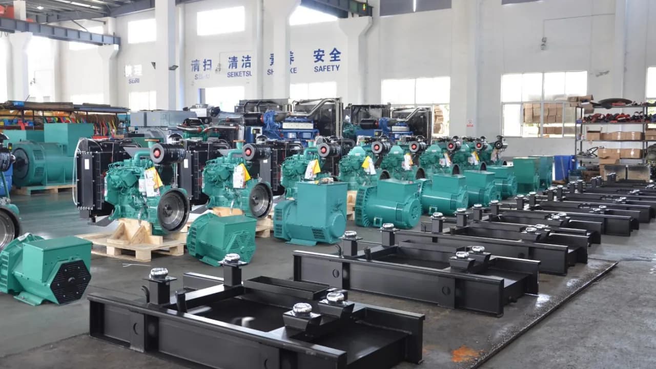 Diesel generator production line at a manufacturing facility