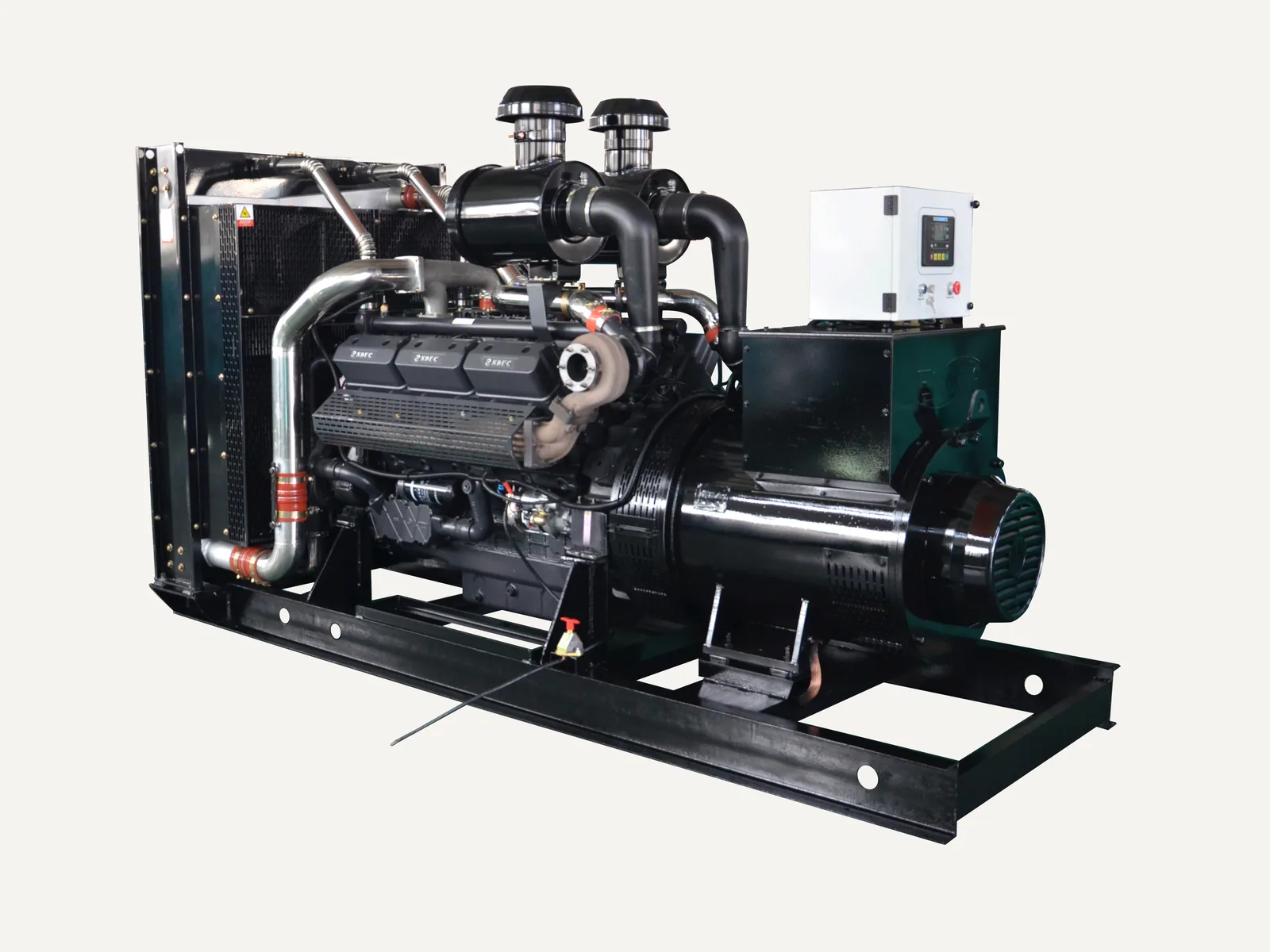 SDEC Shangchai-powered open diesel generator set in a manufacturing facility