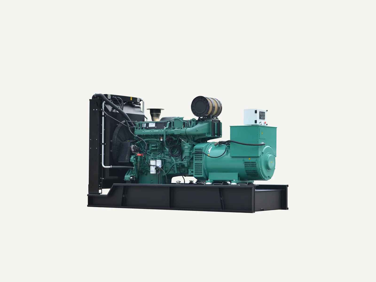 Volvo-powered open diesel generator set prepared for testing