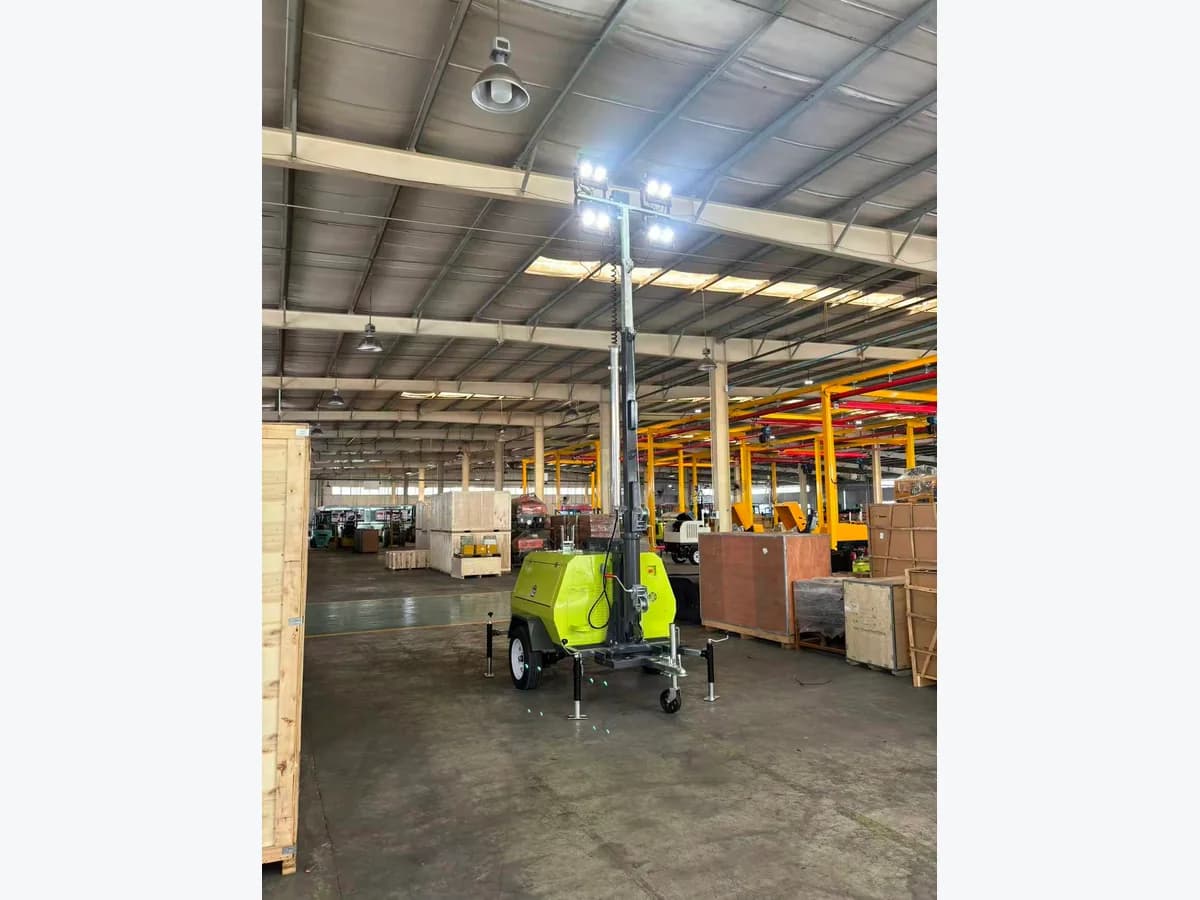 BMN4000 mobile light tower operating inside a production facility